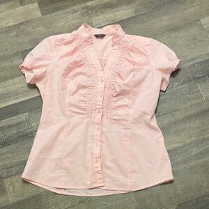Denver Hayes Soft Pink Ruffled Button Down Shirt